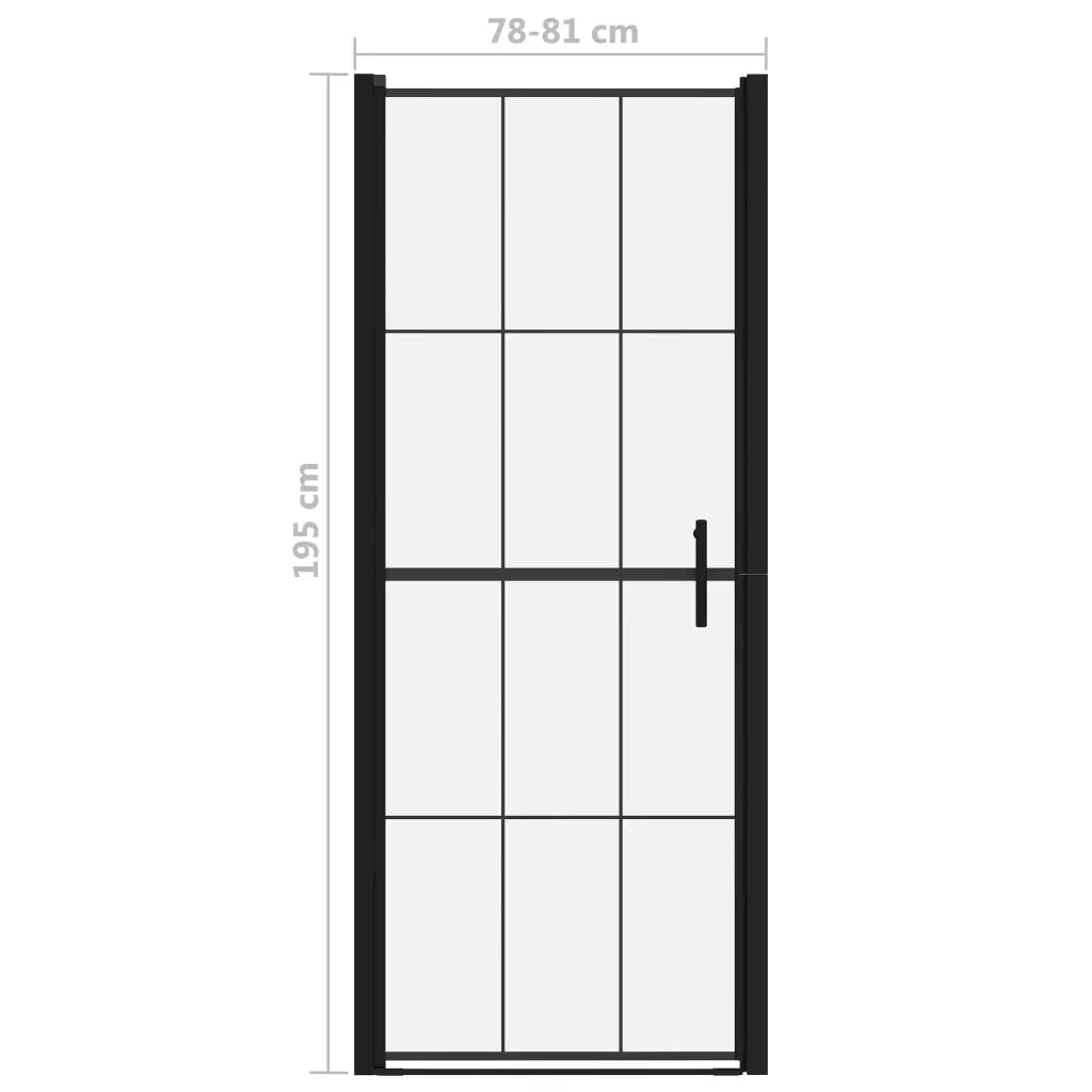 Porta per Doccia in Vetro Temperato 81x195 cm Nero CFW2604708