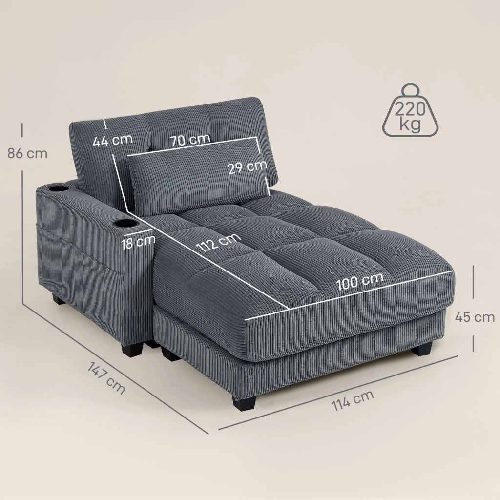 Divano letto con cuscino ¨C zephmum ¨C grigio