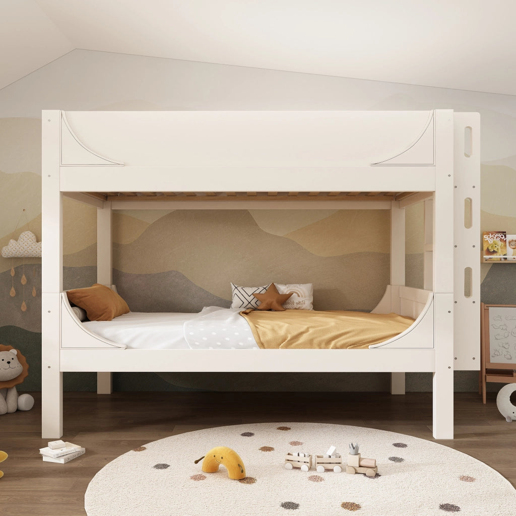 Letto a castello separabile 90x200 cm con scala reversibile, bianco, senza materasso