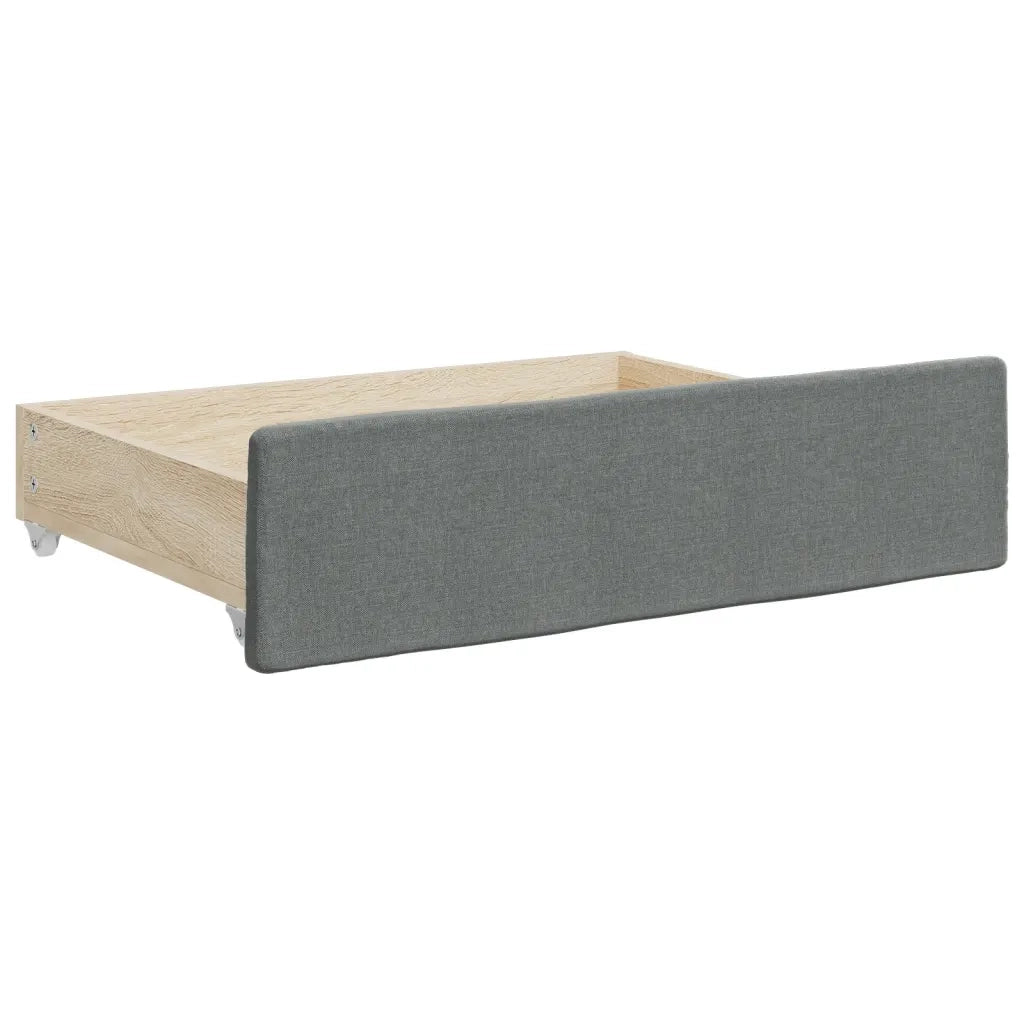 Divano Letto Estraibile Cassetti Grigio Scuro 100x200cm Tessuto 3196638
