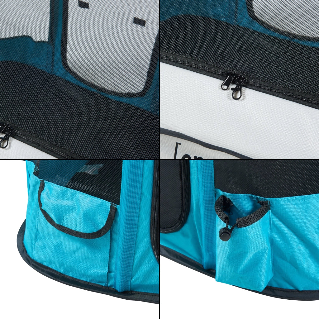 Box pieghevole per cani 90 x 70 x 60 cm blu beige 03_0010232