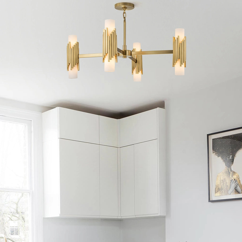 Sospensione Elstead Marvele 8xE14 ottone opale anticato