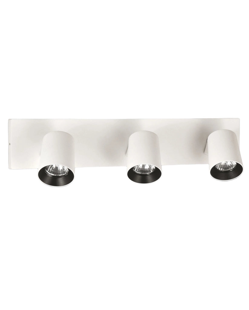 Modo Faretto Moderno a 3 Luci in Alluminio Pressofuso Colore Bianco, Struttura Orientabile, Attacco GU10 Max 35W per Illuminazione d'Interni