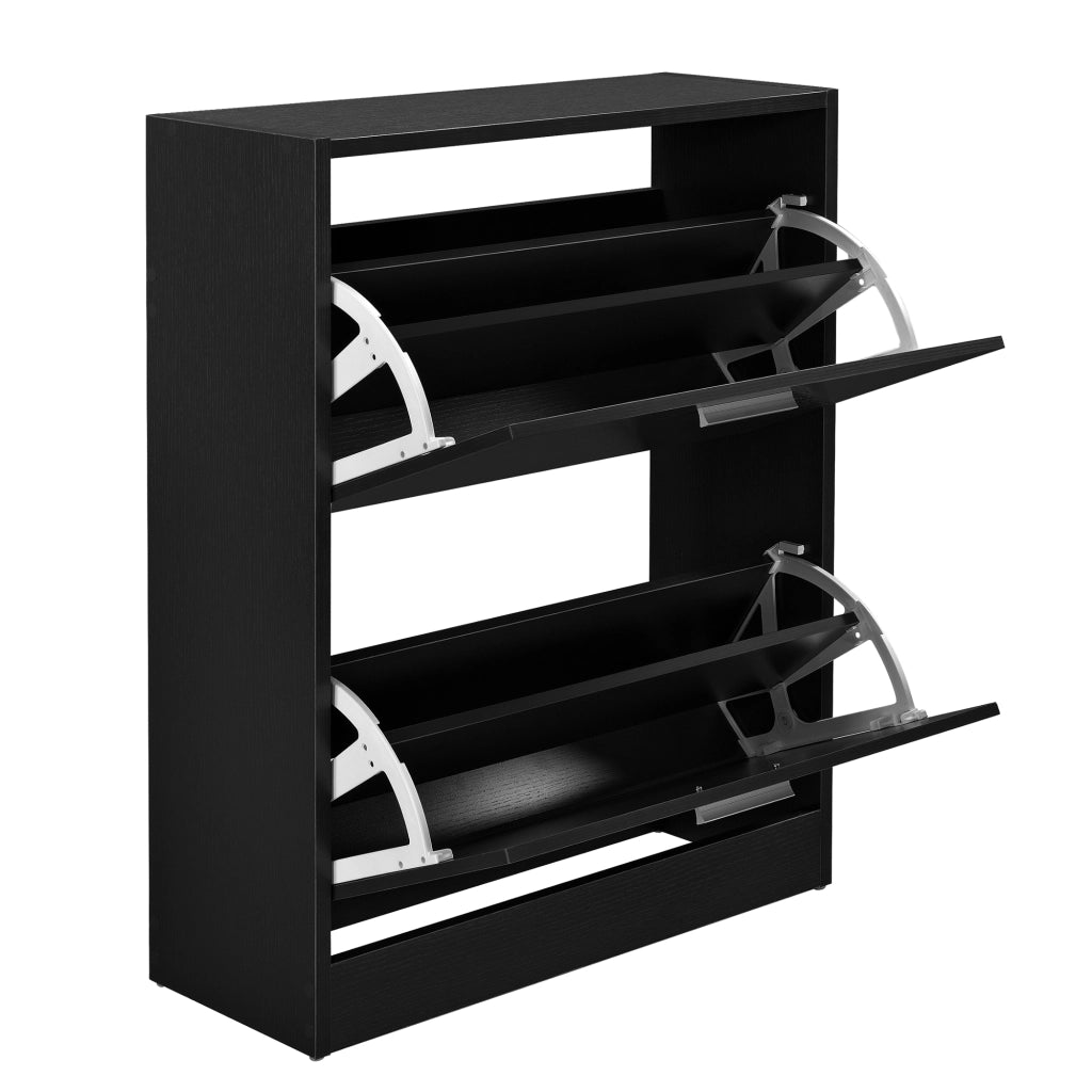 Scarpiera Sykkylven con 2 Contenitori Ribaltabili - Nero [en.casa]
