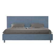 Letto Matrimoniale King Size 190x190 cm Senza Rete Imbottito in Microfibra Mika Blu