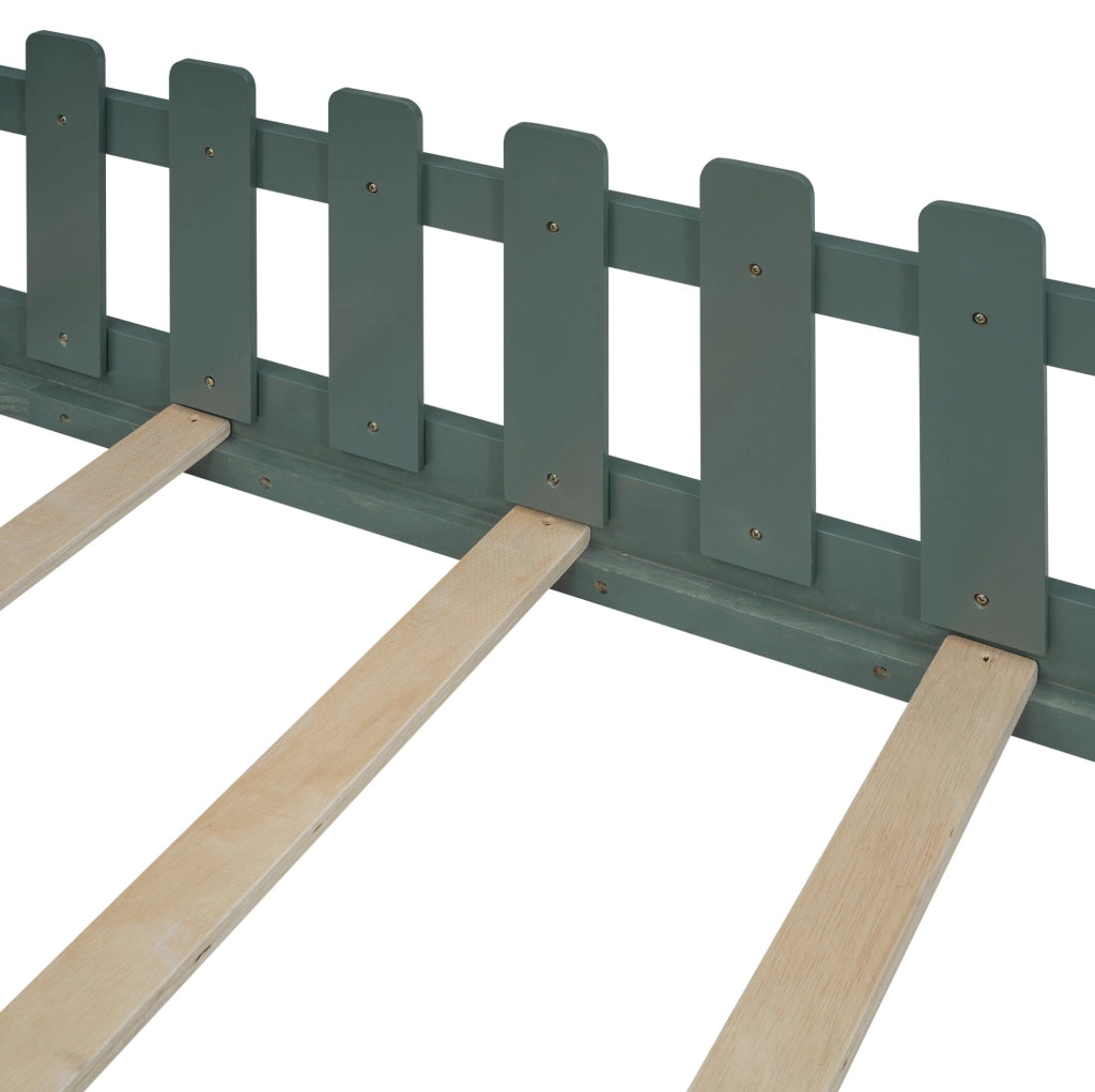 Letto per bambini a casetta verde 90 x 200 cm in pino e MDF