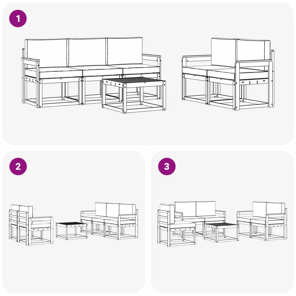 Set di divani da esterno con cuscino 6 pcs Naturale e Antracite 3366000
