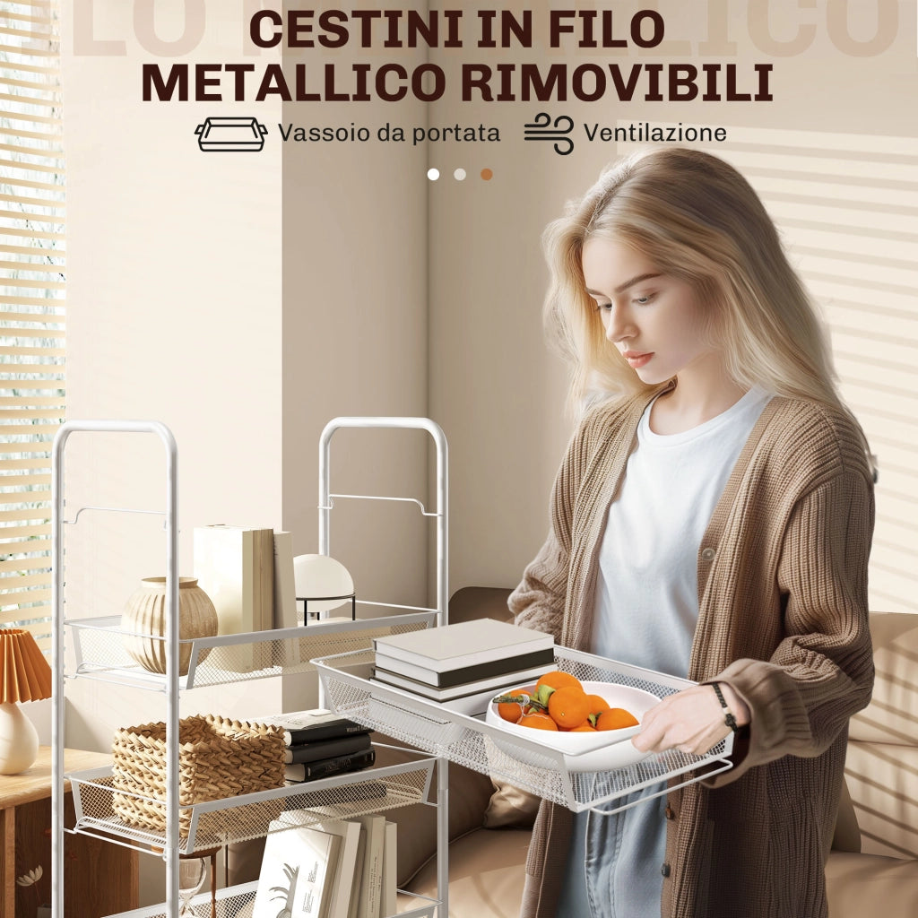 Carrello da Cucina a 5 Livelli ¨C Minimal ¨C Bianco 45x26.5x106cm