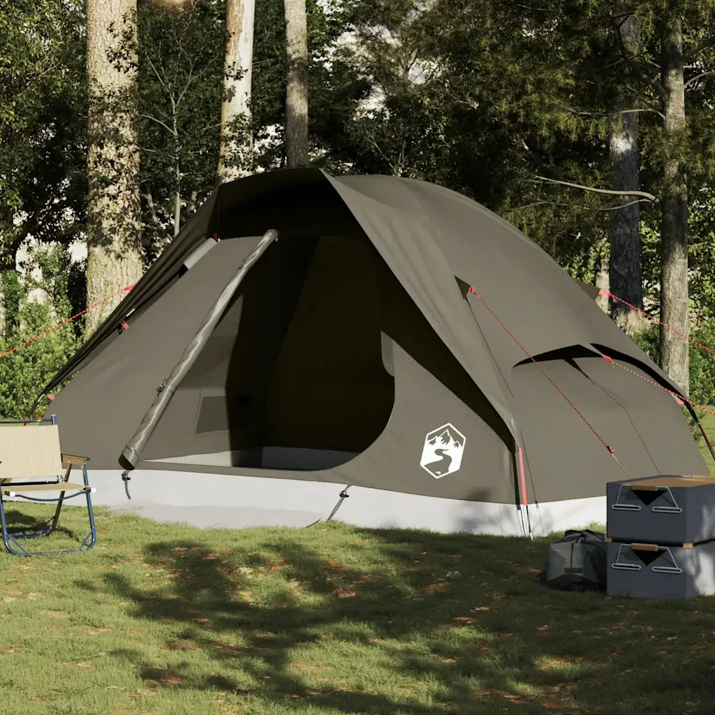 Tenda da Campeggio a Cupola per 6 Persone-Tenda per Escursionismo Marrone Impermeabile 402366