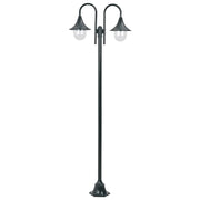 Lampada da terra da giardino E27 220 cm alluminio 2 lanterne verde scuro 02_0042542