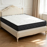 Materasso 140 x 190 cm in schiuma memory e schiuma ondulata; 20 cm; bianco e grigio