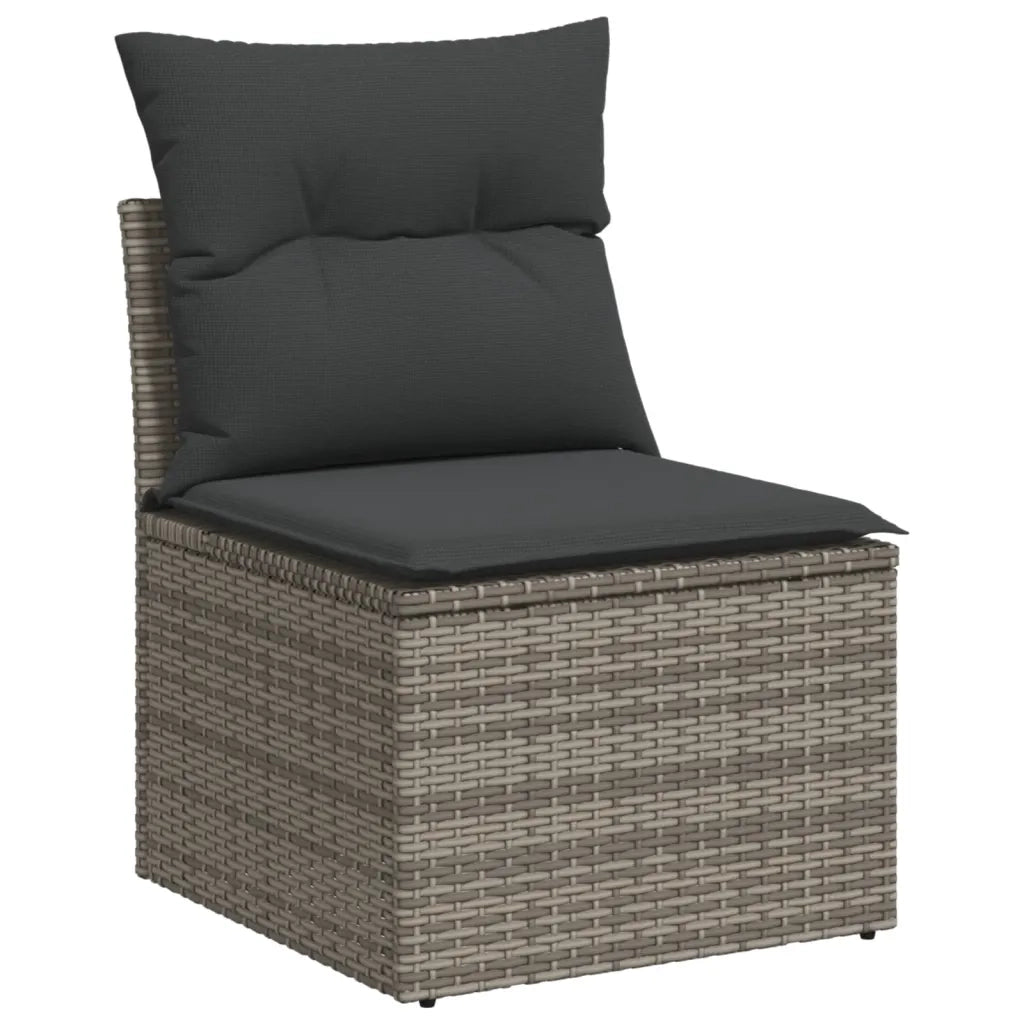 Set Divani da Giardino 7 pz con Cuscini Grigio in Polyrattan 3227033