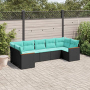 Set Divani da Giardino 7 pz con Cuscini Nero in Polyrattan 3226267