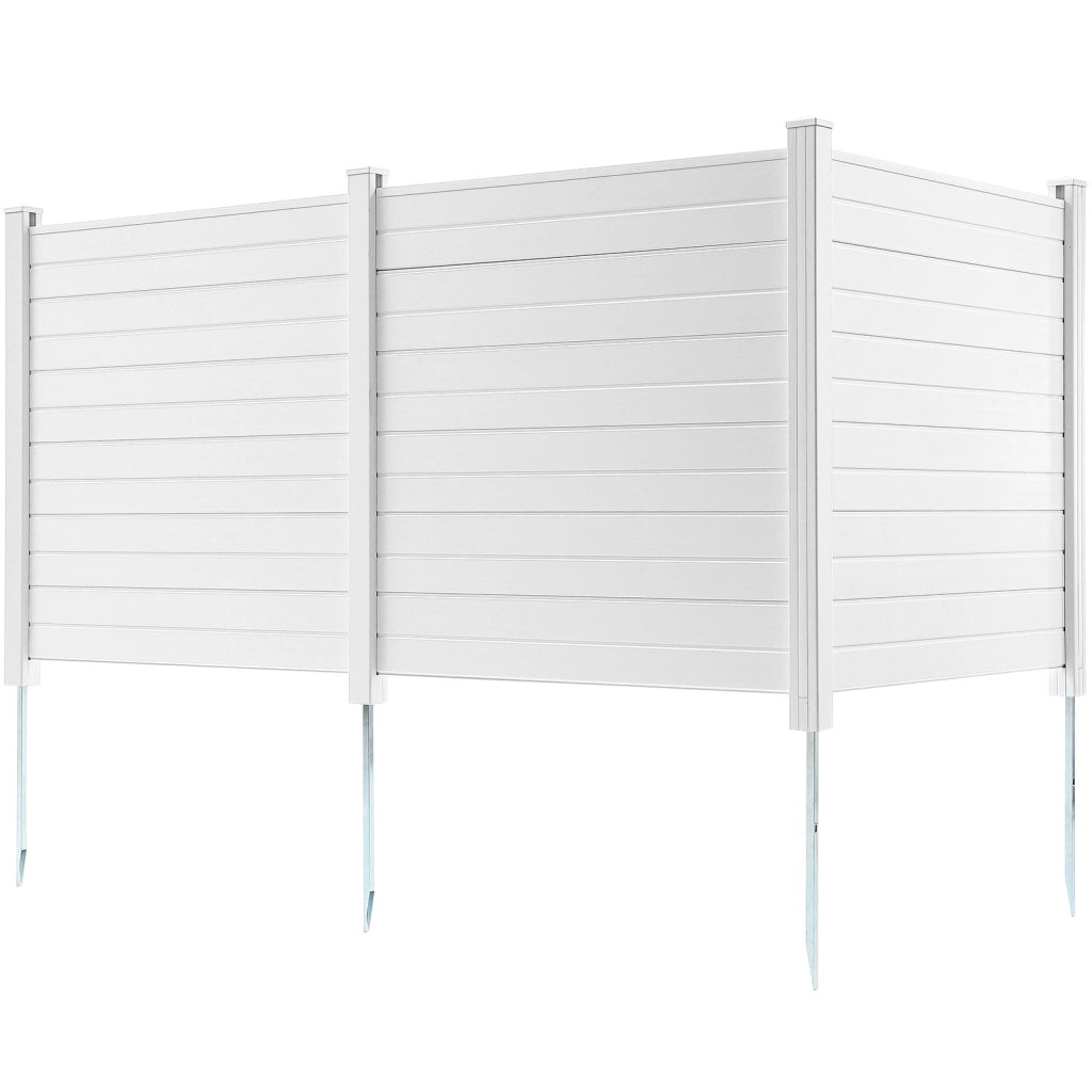 Recinzione Frangivista da Esterno 3 Pannelli in PVC Bianco 1270x1270mm Schermo Privacy per Giardino e Condizionatore