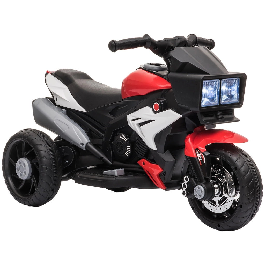 EasyComfort Moto Elettrica per Bambini 3-5 Anni (max. 25kg) con 3 Ruote, Luci e Suoni, Batteria 6V, Rosso, 86x42x52cm