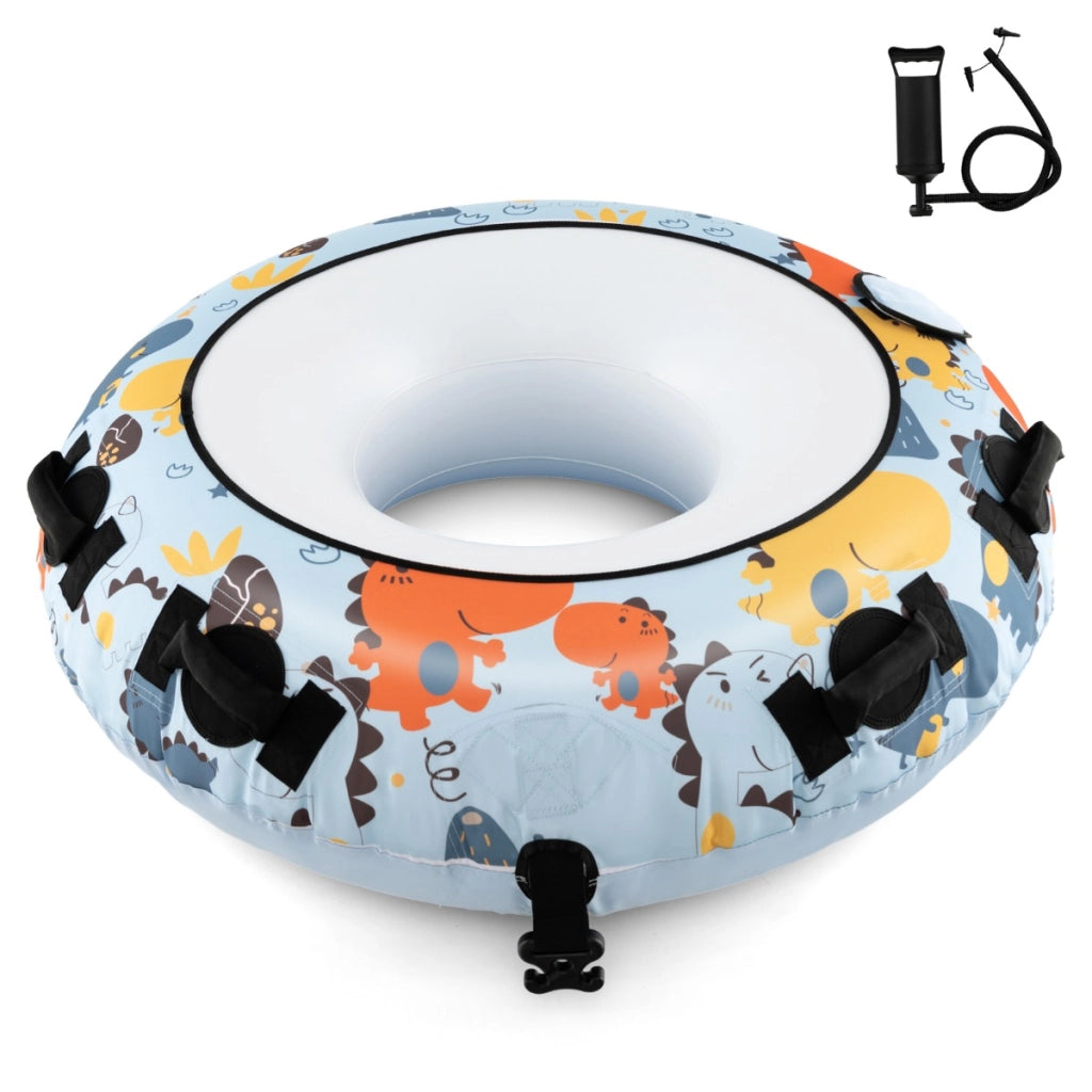 Slitta da neve gonfiabile con copertura in poliestere oxford, Slitta gonfiabile da 132cm per bambini e adulti Blu