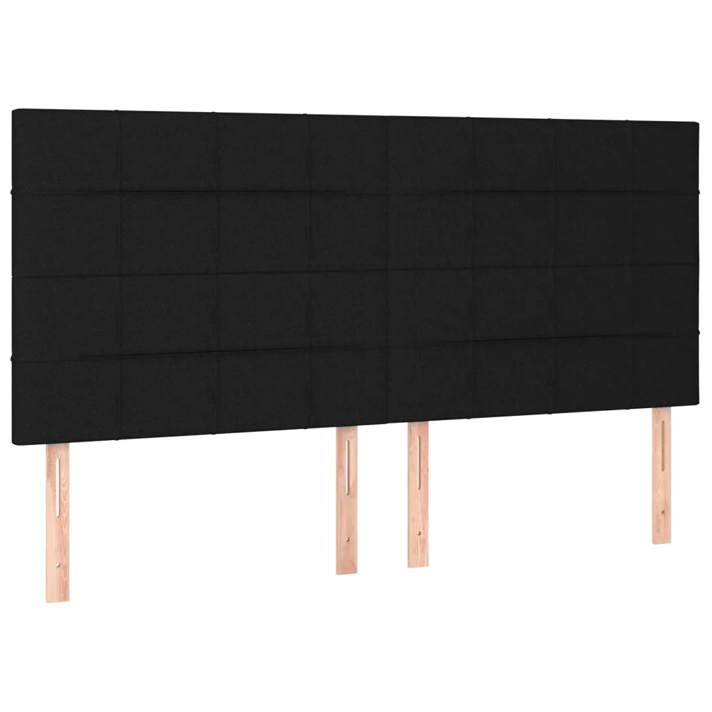 Testiera | Testata Nera 200x5x118/128 cm Tessuto