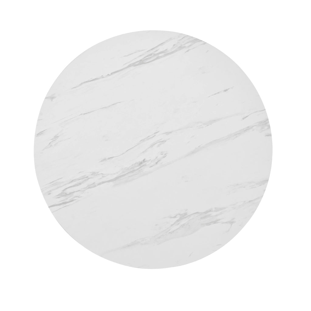 Tavolo da pranzo rotondo con piedini regolabili e struttura in metallo per cucina, MDF bianco, 80 × 75 cm