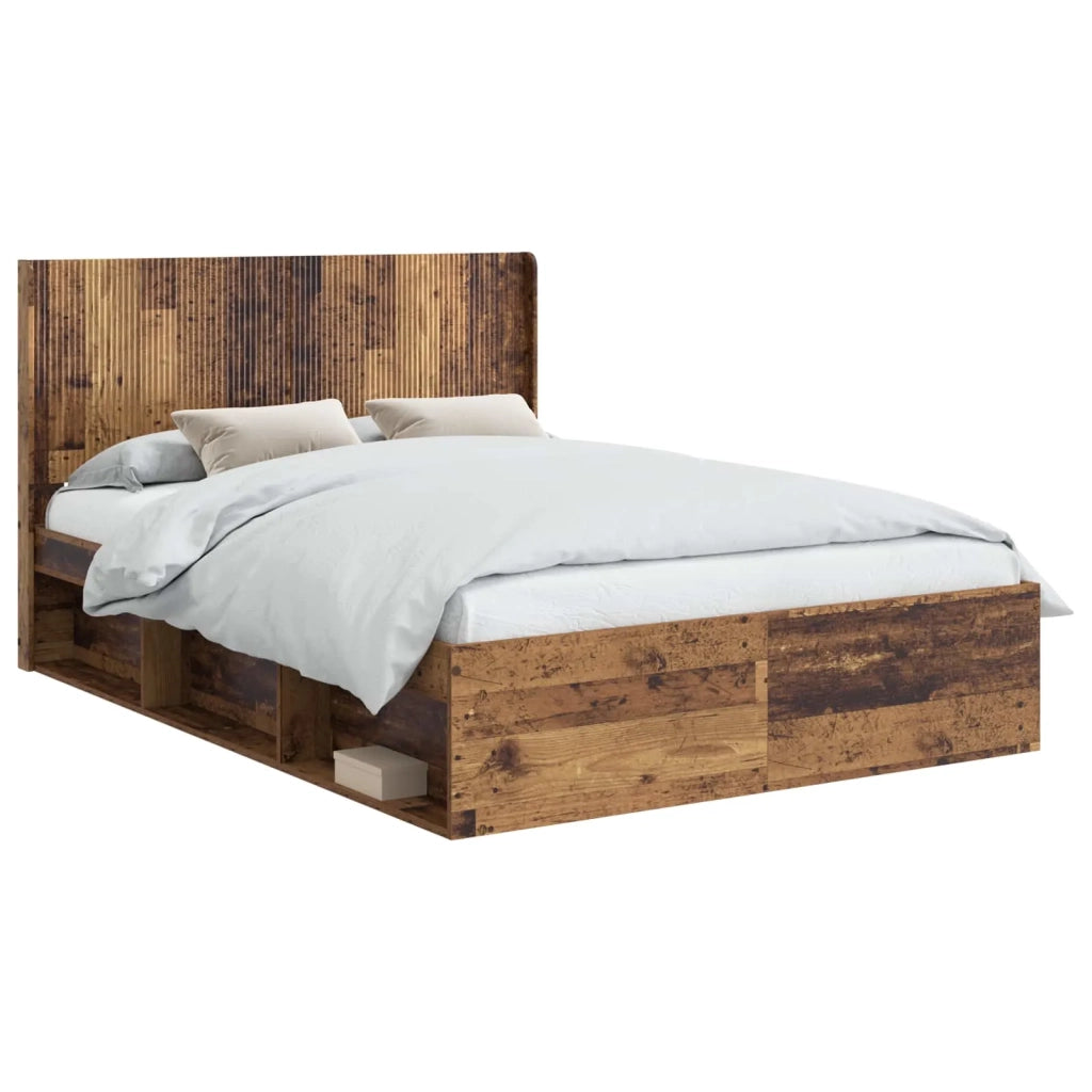 Struttura del letto con stoccaggio e testata Legno antico 3413843