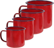 Set di 4 bicchieri in ceramica per caffè e cioccolata calda - Vintage, bicchieri rustici per la strada - Rosso.