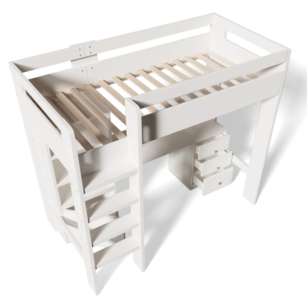 Letto a soppalco con scrivania integrata 90x200 cm bianco