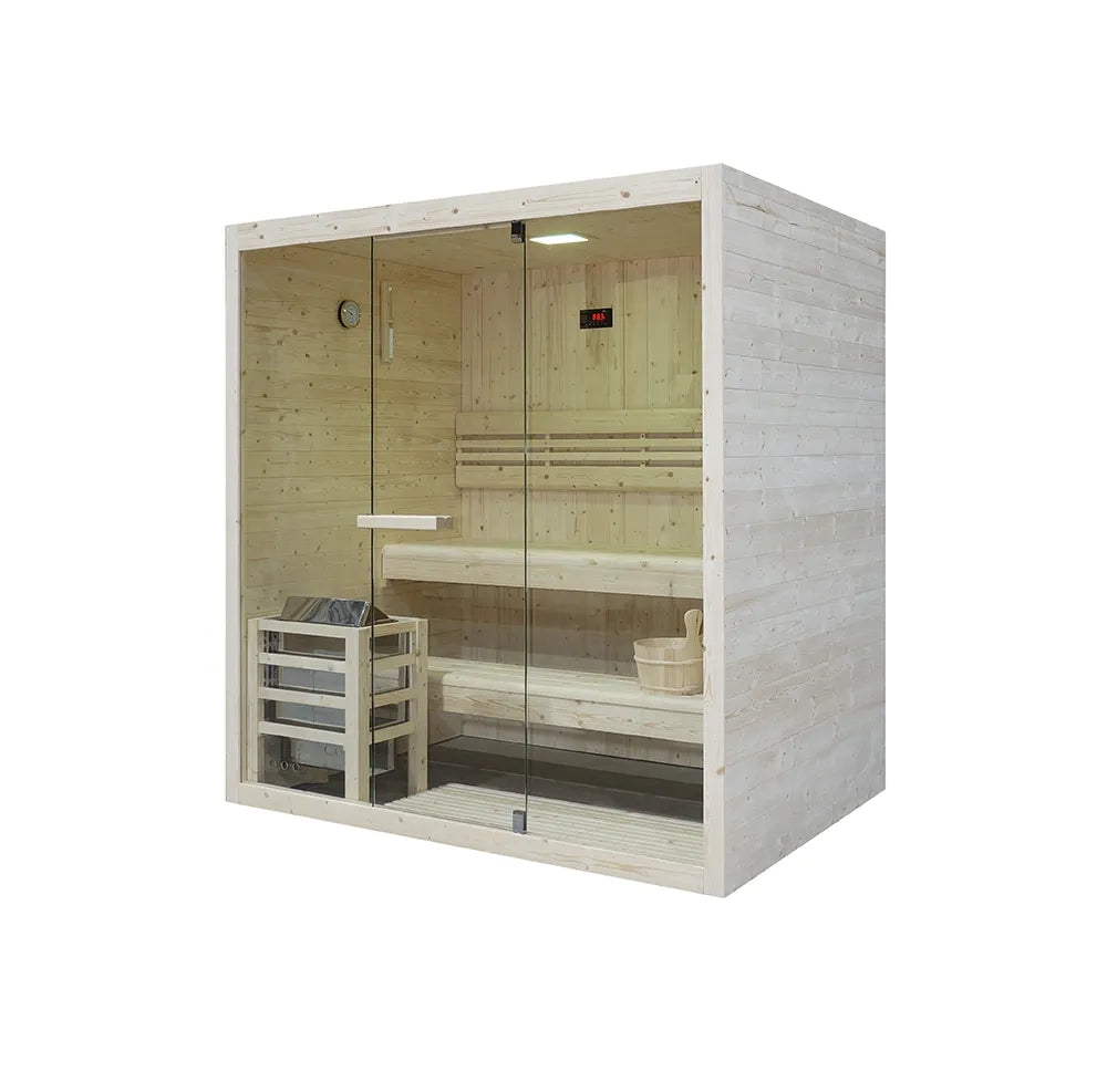 Sauna finlandese da interno 3-4 persone 180x130cm h200 in legno di abete | Nirva