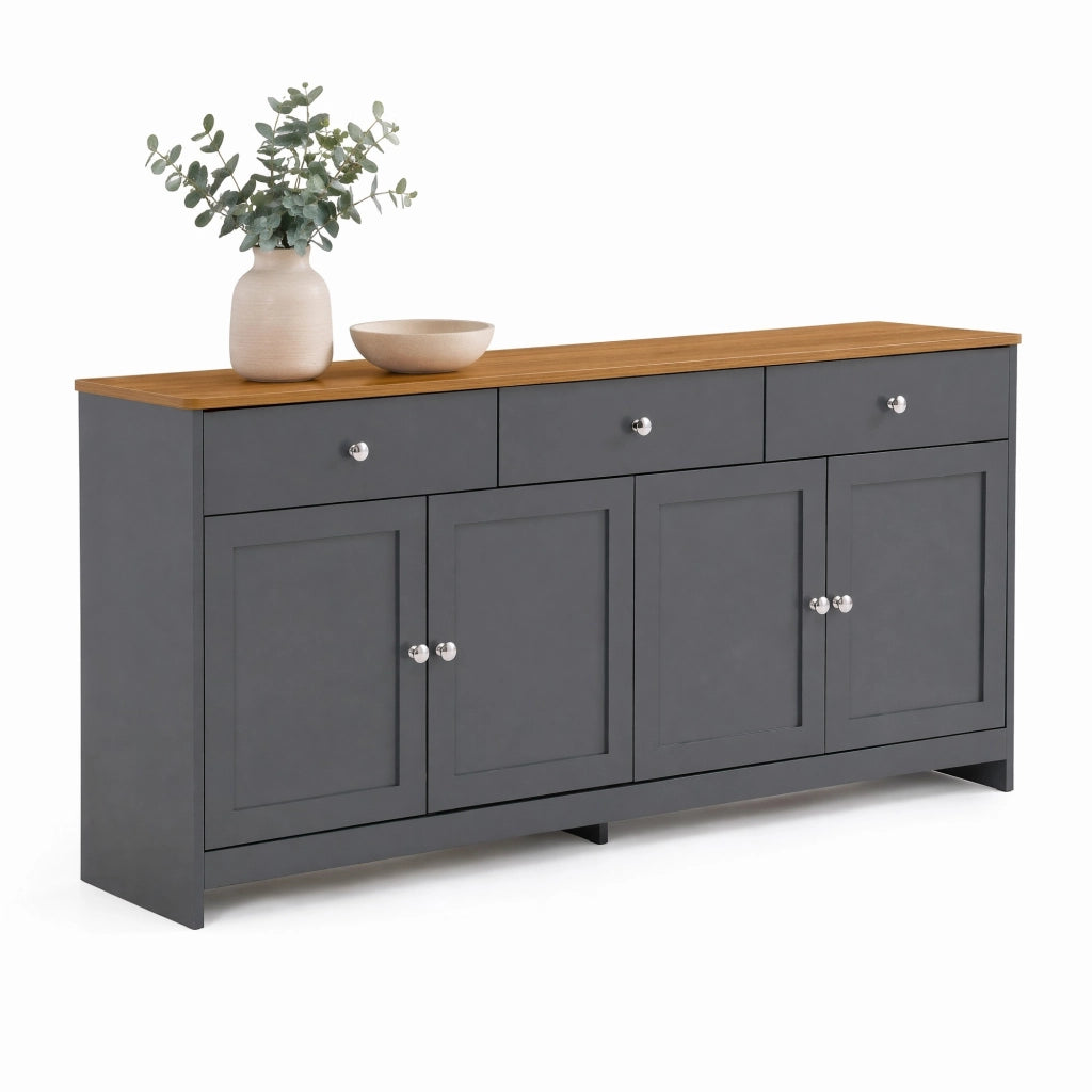 Credenza rustica 160 cm con 3 cassetti e 4 ante