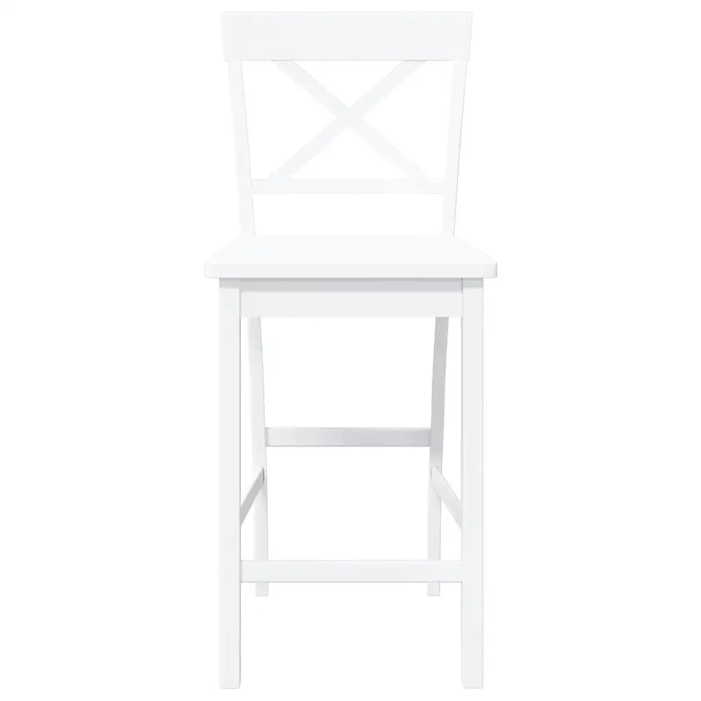 Sgabelli da Bar 2 pz Bianchi in Legno Massello di Hevea 4102553
