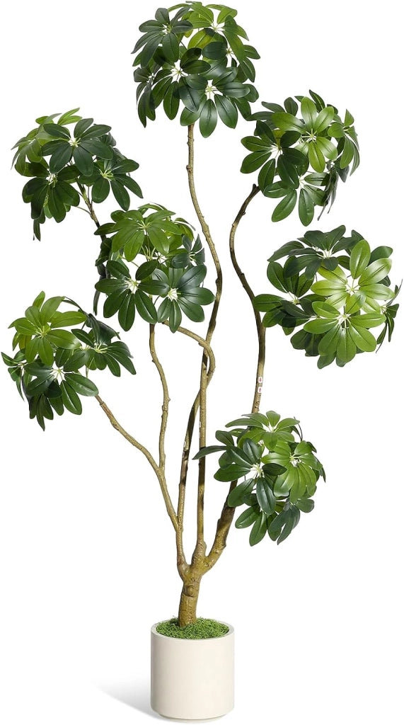 Albero Artificiale da Interno 150 cm con Tronco in Vero Legno e Vaso Decorativo