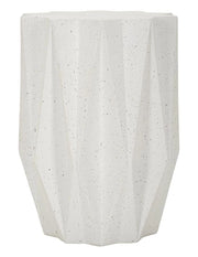 Tavolinetto Star Moderno in MGO Cream Ø 38,5x53 cm - Geometrie Sfaccettate e Design Scultoreo con Effetto Pietra