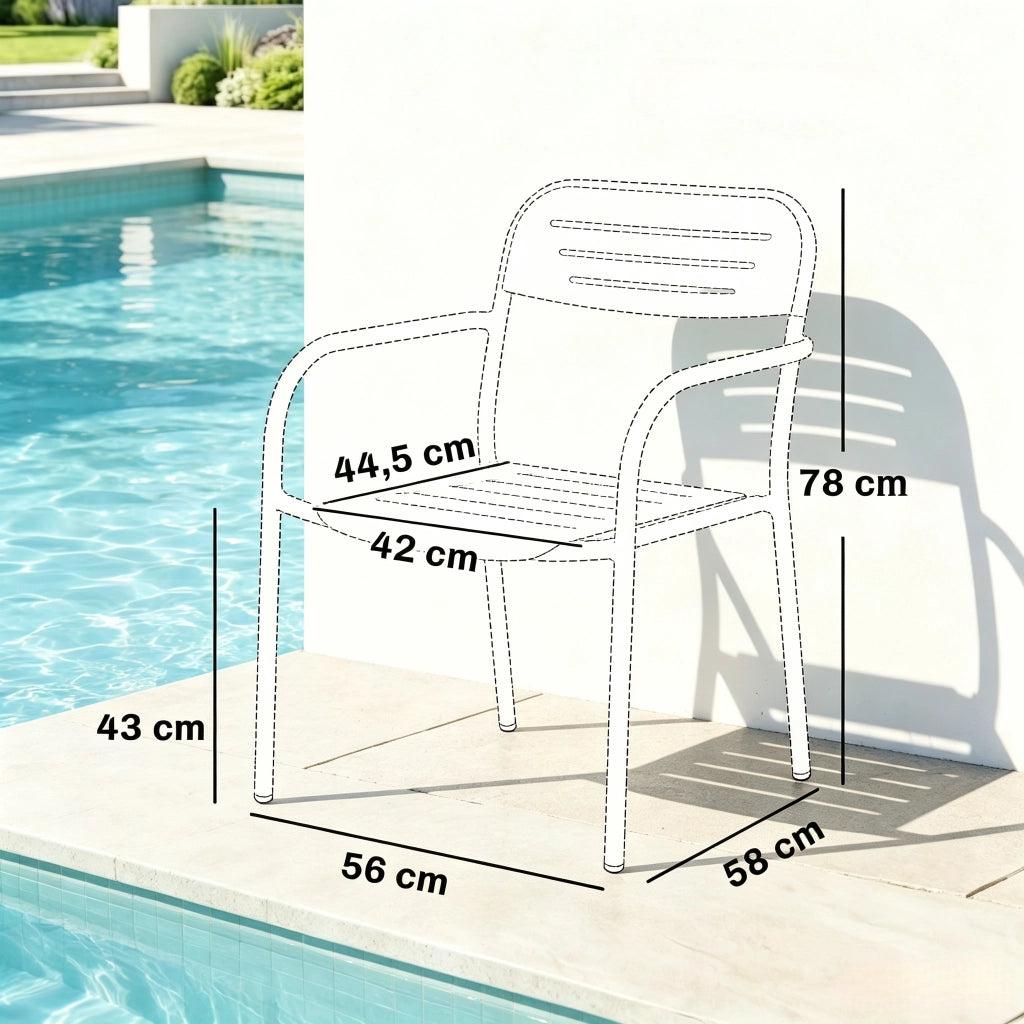 Set di 2 sedie da giardino impilabili in metallo verde