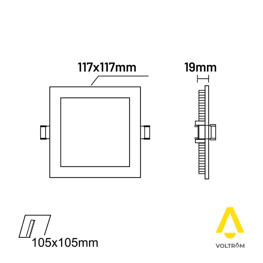 Pannello LED quadrato 6W IP20 70LM/W foro 106x106mm Osram Chip LED driver EagleRise bianco naturale 4000K