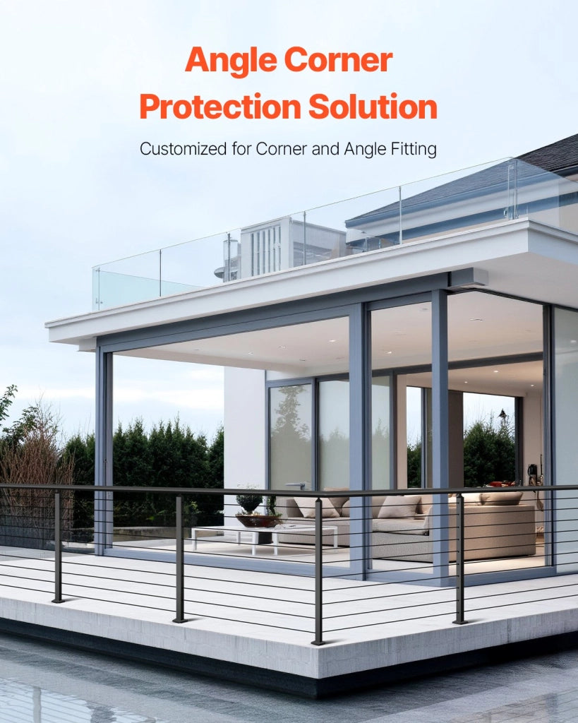 Palo Ringhiera Balaustrata in Acciaio Inox SUS304 Nero 914x108x68 mm con Fori a L Resistente per Balcone Terrazza e Giardino