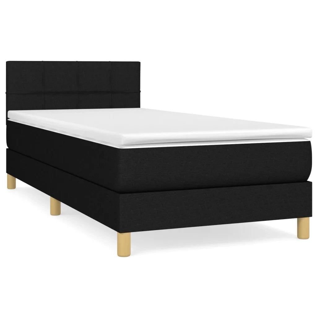 Giroletto a Molle con Materasso-Struttura Letto Nero 80x200 cm inTessuto 611524