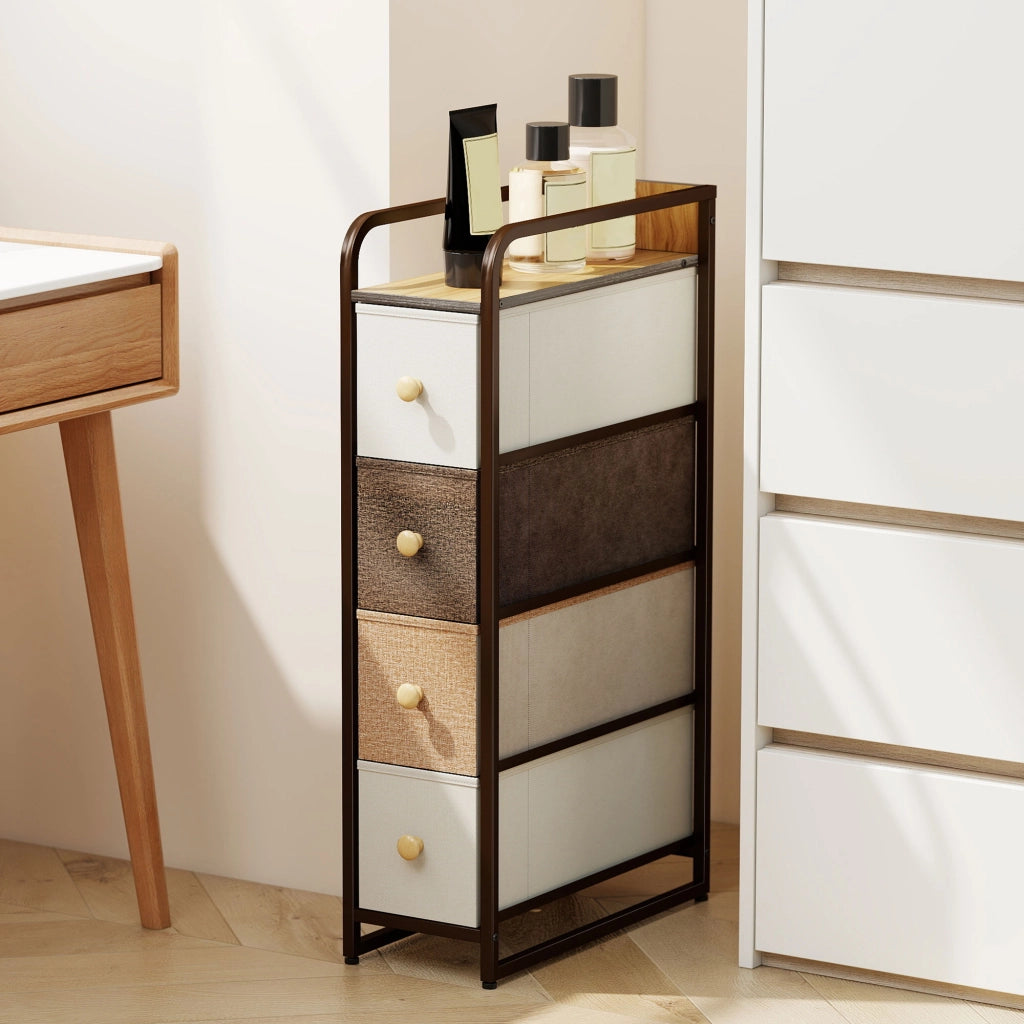 Cassettiera con 4 cassetti in tessuto e struttura in acciaio ¨C Minimal ¨C Multicolore