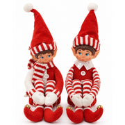 Set 2 Elfi Lui e Lei Bianco e Rosso Elfo Decorazione Natalizia Addobbo di Natale