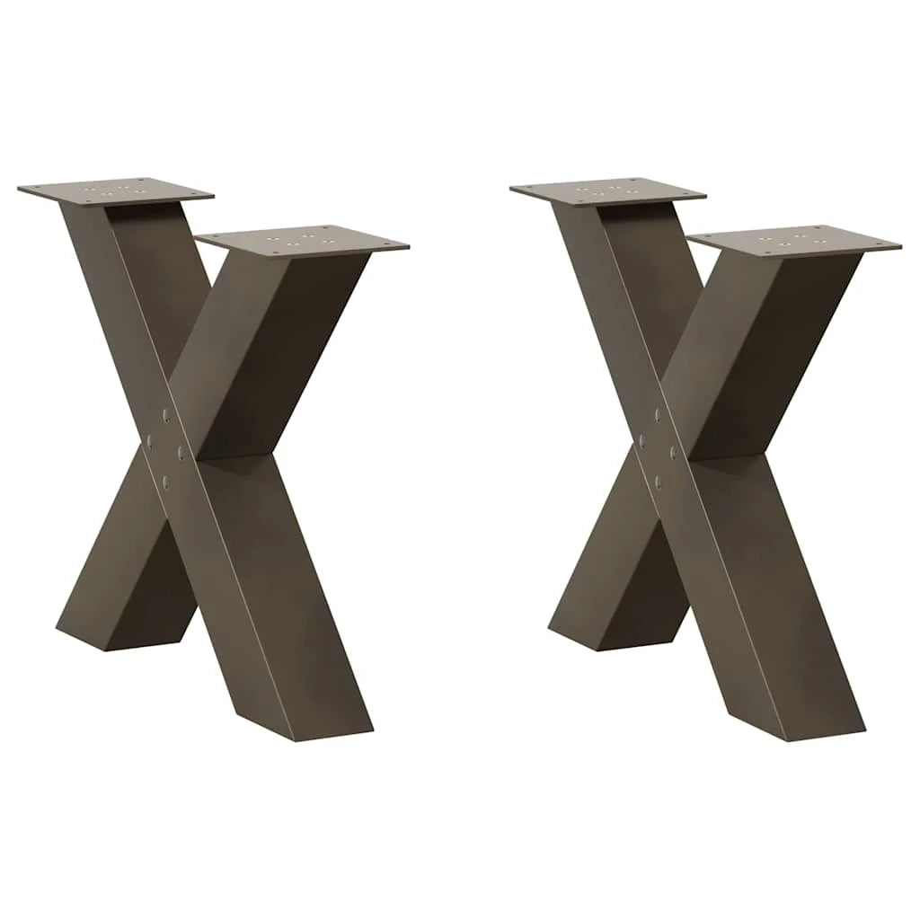 Set di 2 gambe per tavolino a X con piedini regolabili 60 x 42-43 cm in acciaio naturale 02_0057235