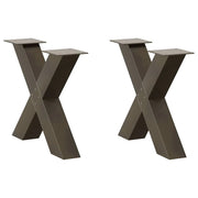 Set di 2 gambe per tavolino a X con piedini regolabili 60 x 42-43 cm in acciaio naturale 02_0057235