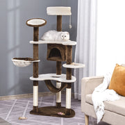 Tiragraffi per Gatti con Cuccia e Amaca 153 cm Marrone