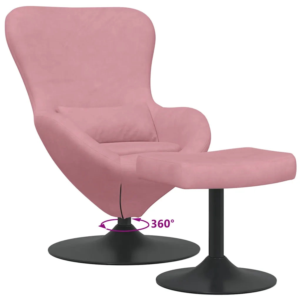 Poltrona | Sedia Egg con Pouf Rosa Velluto