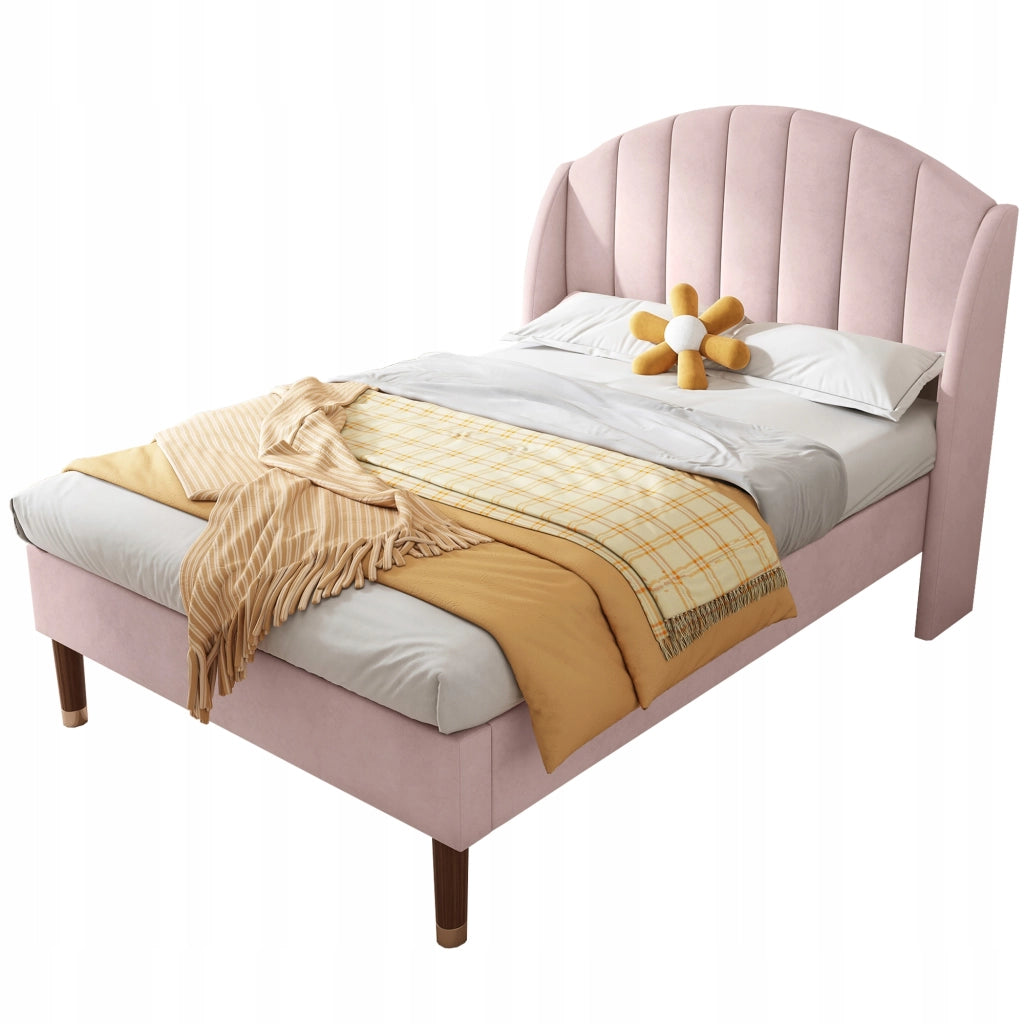 Letto imbottito 90x200 - Xylo - Rosa, velluto