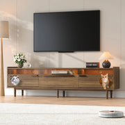 Mobile TV con vano per gatti e LED, noce, 180×40×50 cm