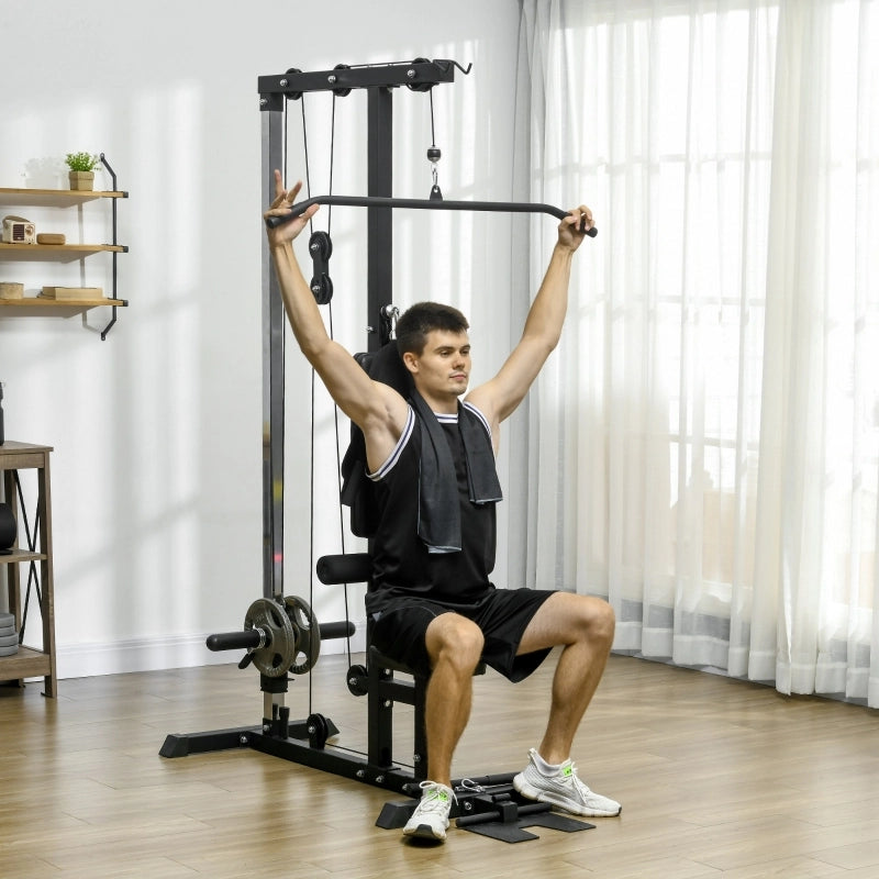 Power rack per allenamento a casa, vogatore, senza pesi, attrezzatura fitness domestica, acciaio, similpelle, nero