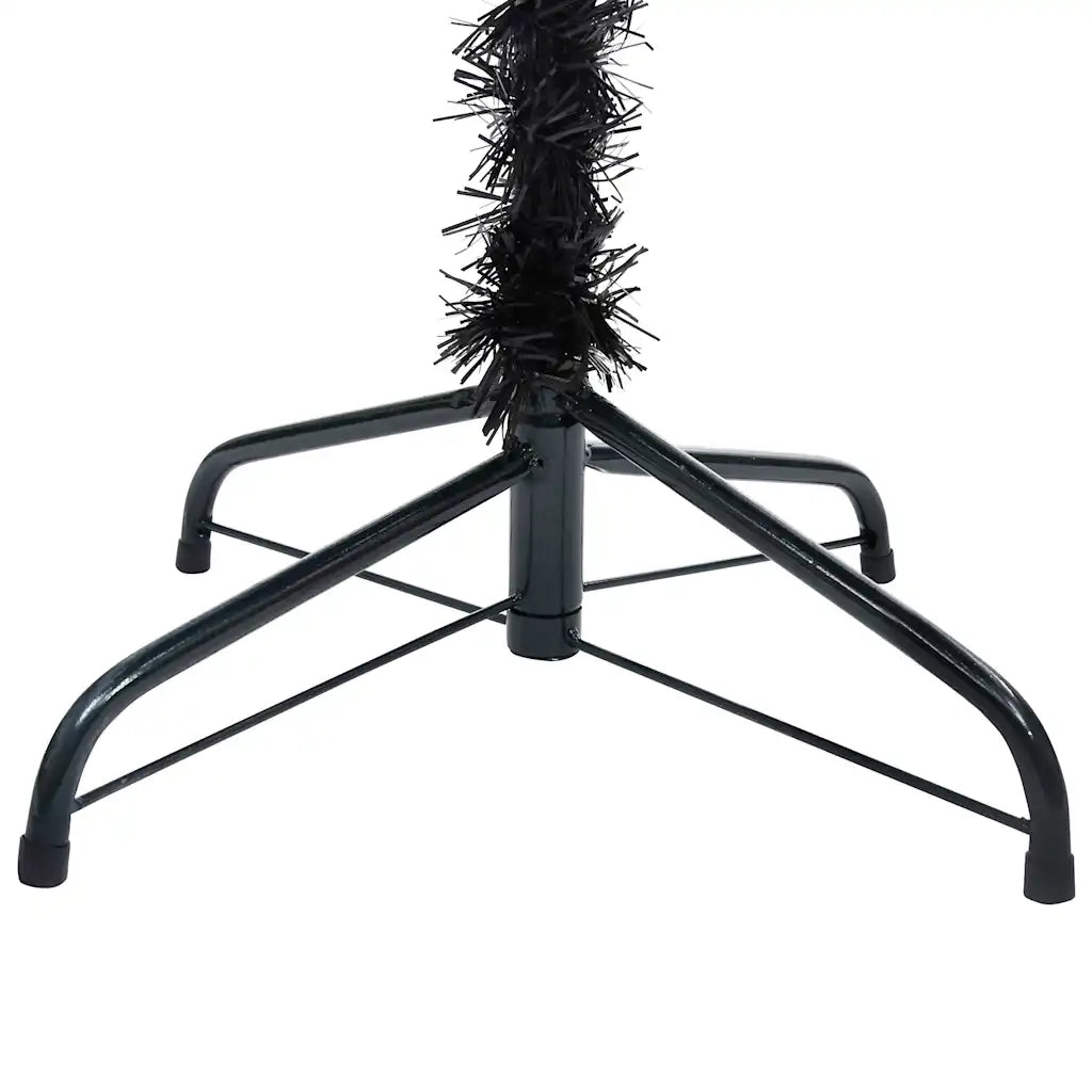 Albero di Natale Preilluminato con Palline Nero 150 cm PVC 3077589