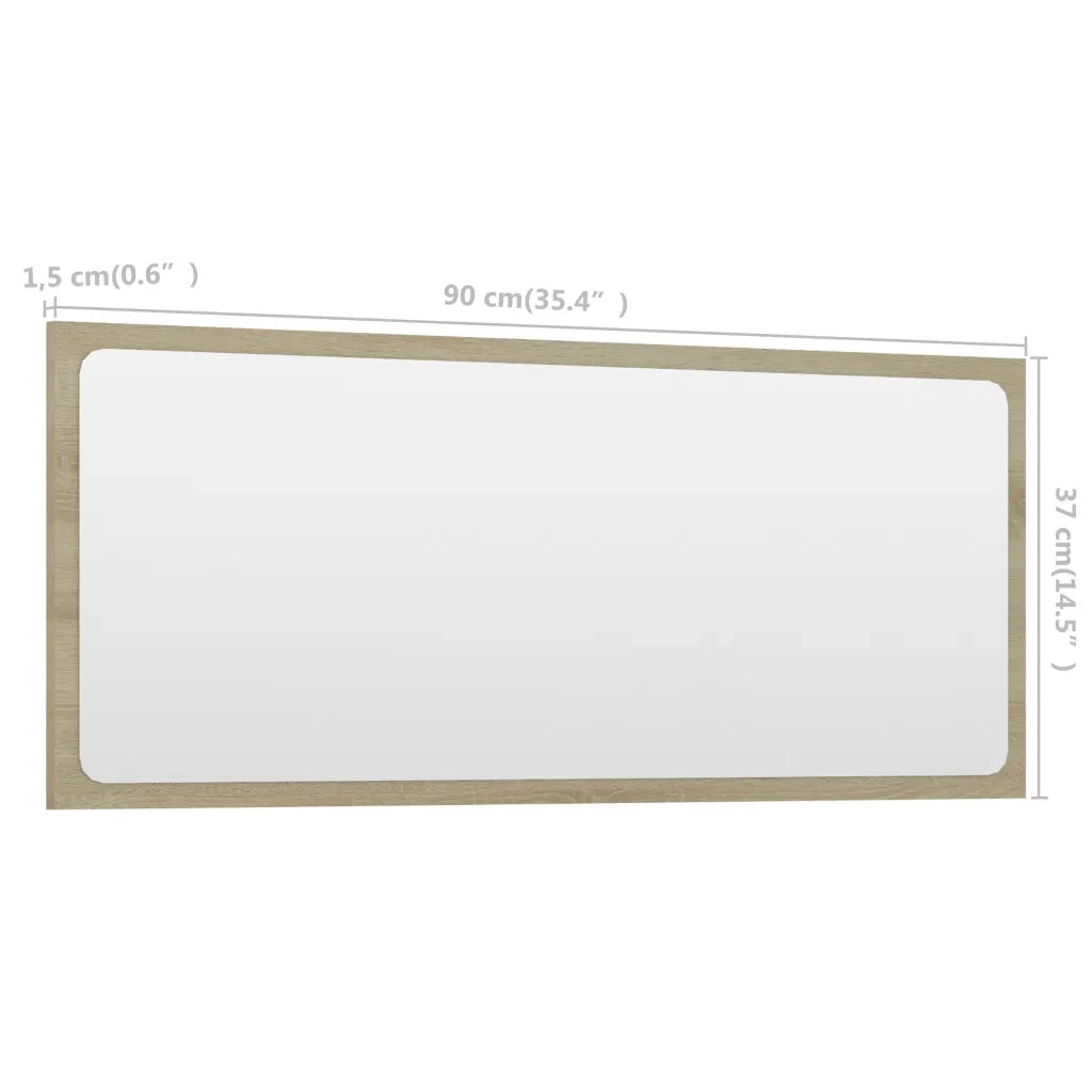 Specchio da Bagno Rovere Sonoma 90x1,5x37 cm Legno Multistrato 804625