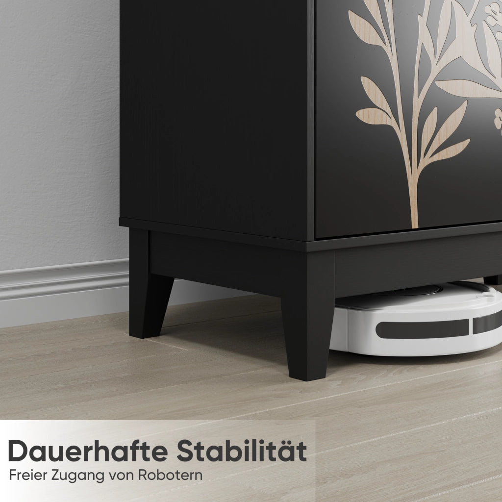 Sideboard con 2 ante e ripiani interni regolabili in MDF; nero