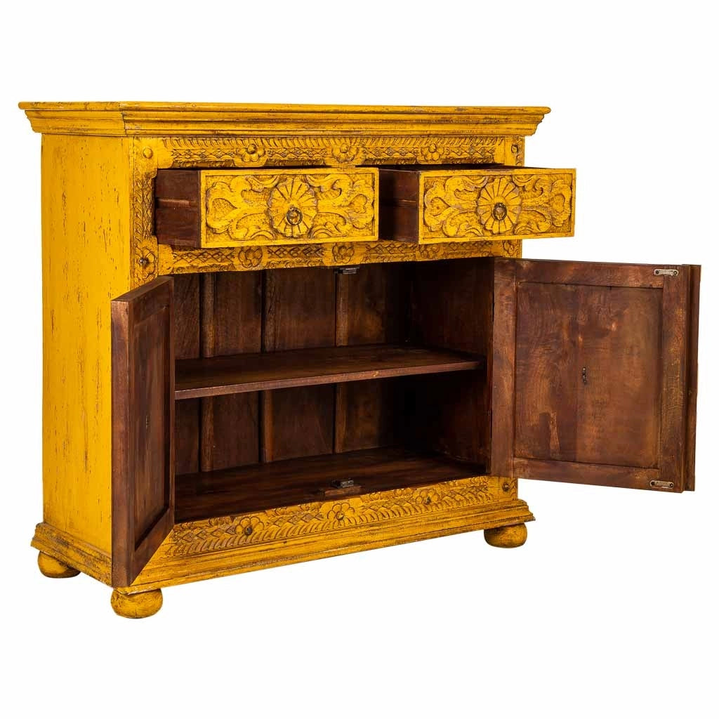 Aparador de madera amarillo 90x40x90 cm