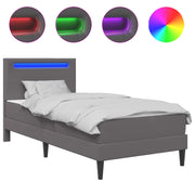 Letto singolo | Letto per adulti | Struttura del letto con testiera Grigio 90 x 200 cm Similpelle