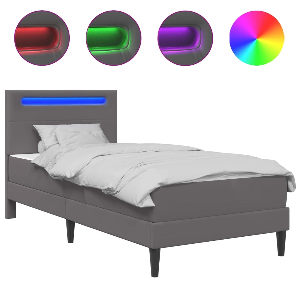 Letto singolo | Letto per adulti | Struttura del letto con testiera Grigio 90 x 200 cm Similpelle