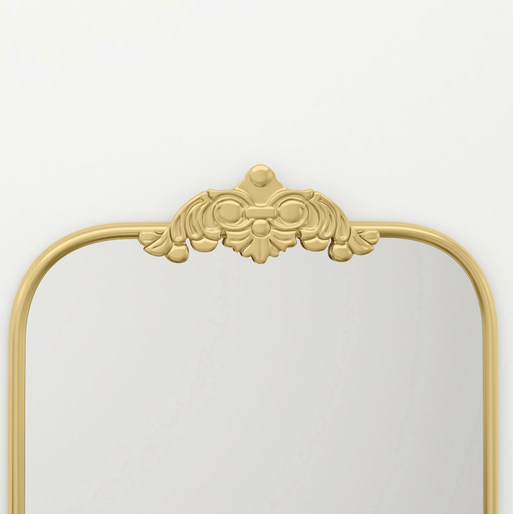 Specchio da Parete Barocco 60x87 cm con Cornice in Metallo Dorato per Bagno, Soggiorno e Camera da Letto